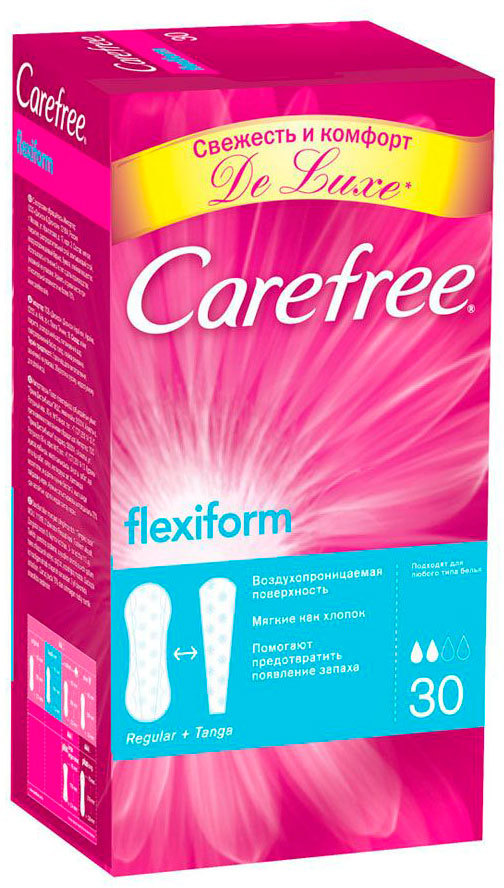 Прокладки женские Carefree Cotton Feel FlexiForm Fresh салфетки гигиен ежедневные N30 уп