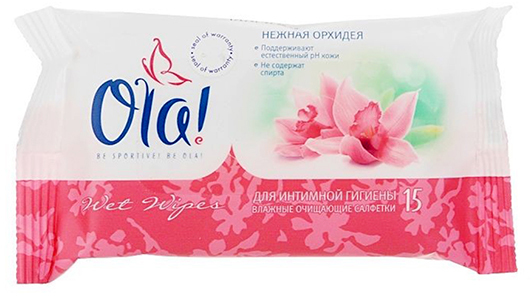 Салфетки влажные Ola! для интимной гигиены очищающие нежная орхидея N15 уп