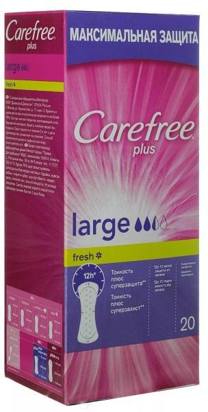 Прокладки женские Carefree plus Large Fresh салфетки гигиен ежедневные N20 уп