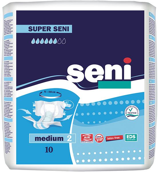 Подгузники SENI Super air для взрослых р.Medium N10 уп