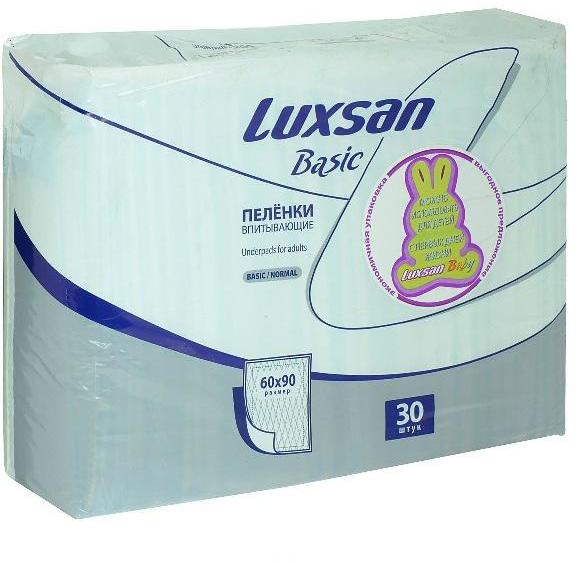 Пелёнки LUXSAN Basic/Normal впитывающие для взрослых 60х90см N30 уп
