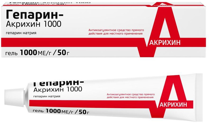 Гепарин-Акрихин 1000 гель д/наружн пр 1000МЕ/г 50г N1 туба ПК