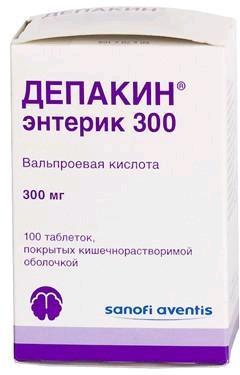 Депакин энтерик 300 таб п/кишечнораств об 300мг N100 бл ПК <10*10>