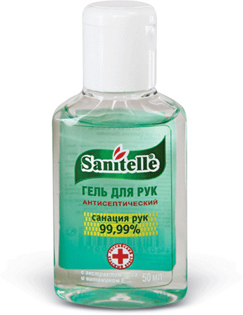 Sanitelle Гель для рук антисептический с экстрактом Алоэ и витамином Е 50мл