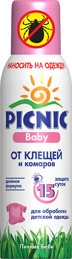PICNIC Baby Аэрозоль от клещей и комаров защита 15 суток 125мл бал