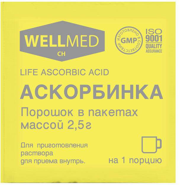 Аскорбинка Life Ascorbic acid пор д/р-ра д/внут пр 2,5г N1 пак