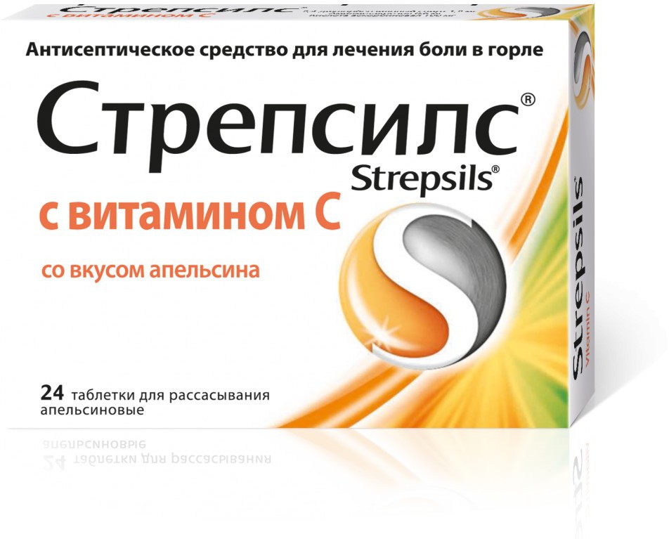 Стрепсилс с Витамином С таб д/рассас (апельсиновые) N24 бл ПК