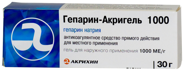 Гепарин-Акрихин 1000 гель д/наружн пр 1000МЕ/г 30г N1 туба ПК