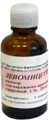Левомицетин р-р д/наружн пр (спиртовой) 1% 25мл N1 фл стек